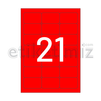 63.5x38.1 mm Yuvarlak Kenar Lazer Etiket Kırmızı