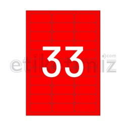 63.5x25.4 mm Yuvarlak Kenar Lazer Etiket Kırmızı