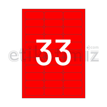 63.5x25.4 mm Yuvarlak Kenar Lazer Etiket Kırmızı