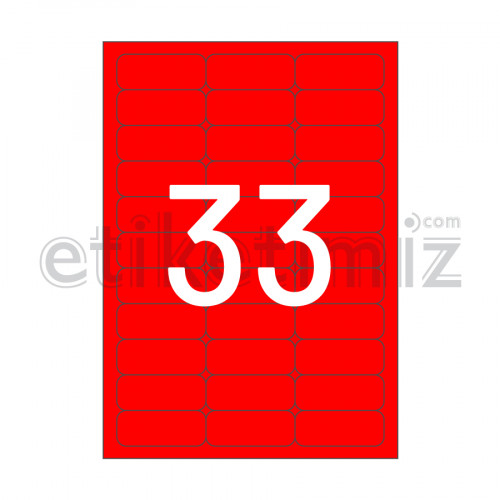 63.5x25.4 mm Yuvarlak Kenar Lazer Etiket Kırmızı