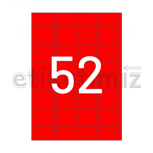 46.4x21.2 mm Yuvarlak Kenar Lazer Etiket Kırmızı