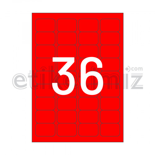45x30 mm Yuvarlak Kenar Lazer Etiket Kırmızı