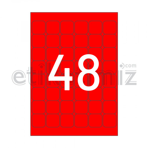 32x32 mm Yuvarlak Kenar Lazer Etiket Kırmızı