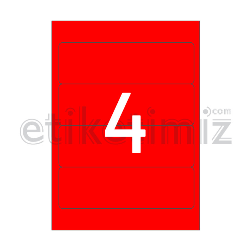 192x59 mm Yuvarlak Kenar Lazer Etiket Kırmızı 192x59 mm Yuvarlak Kenar Lazer Etiket Kırmızı