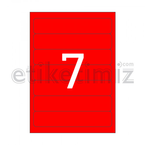 192.5x39 mm Yuvarlak Kenar Lazer Etiket Kırmızı