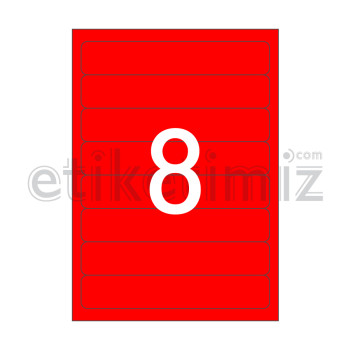 192x34 mm Yuvarlak Kenar Lazer Etiket Kırmızı