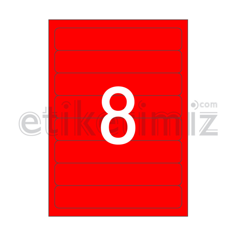192x34 mm Yuvarlak Kenar Lazer Etiket Kırmızı 192x34 mm Yuvarlak Kenar Lazer Etiket Kırmızı