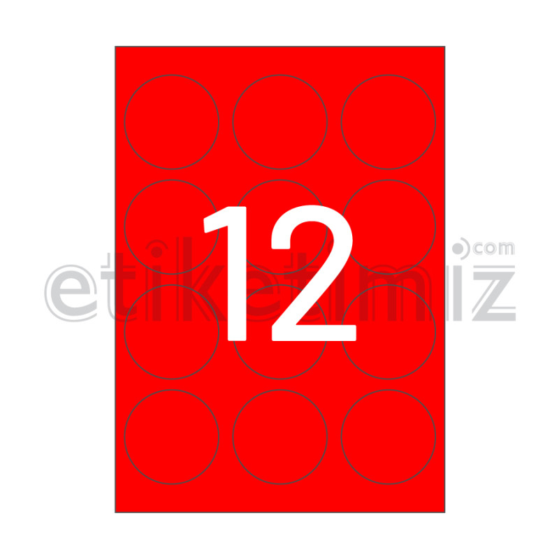 Ø60 mm Yuvarlak Kenar Lazer Etiket Kırmızı Ø60 mm Yuvarlak Kenar Lazer Etiket Kırmızı