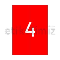 105x148.5 mm Düz Kenar Lazer Etiket Kırmızı