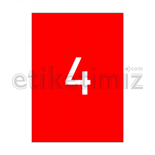 105x148.5 mm Düz Kenar Lazer Etiket Kırmızı