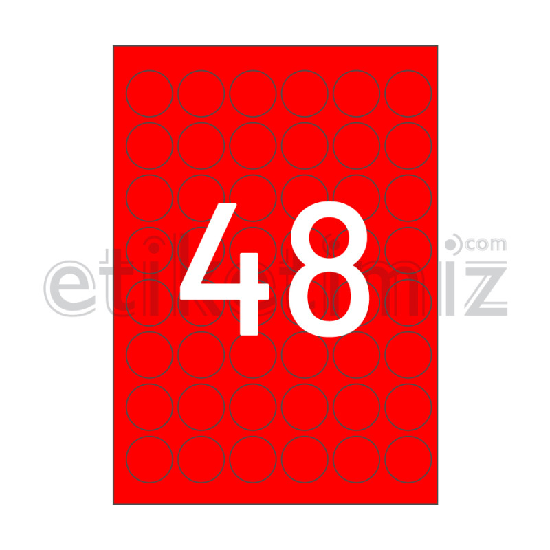 Ø30 mm Yuvarlak Kenar Lazer Etiket Kırmızı Ø30 mm Yuvarlak Kenar Lazer Etiket Kırmızı