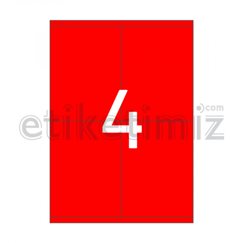 105x140 mm Düz Kenar Lazer Etiket Kırmızı
