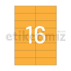 105x37.125 mm Düz Kenar Lazer Etiket Turuncu