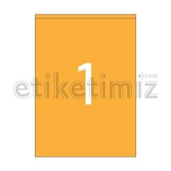 210x294.86 mm Düz Kenar Lazer Etiket Turuncu