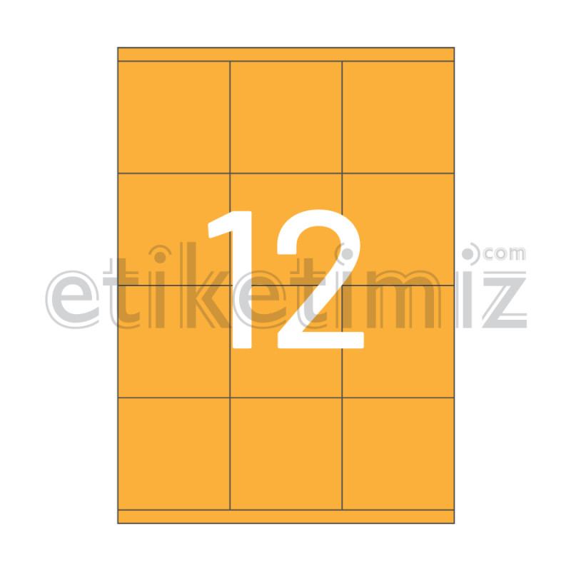70x70 mm Düz Kenar Lazer Etiket Turuncu