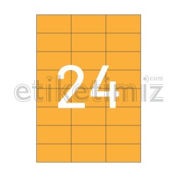 70x37.125 mm Düz Kenar Lazer Etiket Turuncu