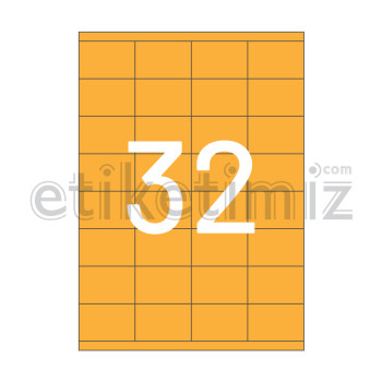 52.5x35 mm Düz Kenar Lazer Etiket Turuncu