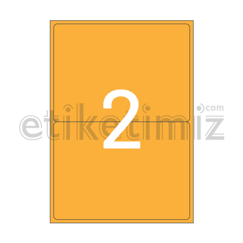 199.6x143.5 mm Yuvarlak Kenar Lazer Etiket Turuncu