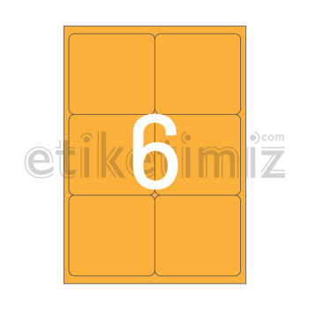 99.1x93.1 mm Yuvarlak Kenar Lazer Etiket Turuncu