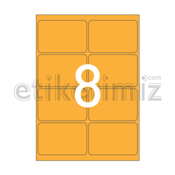 99.5x65.5 mm Yuvarlak Kenar Lazer Etiket Turuncu
