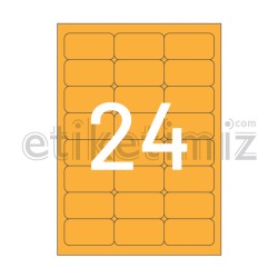 64x34 mm Yuvarlak Kenar Lazer Etiket Turuncu