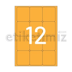 63.5x72 mm Yuvarlak Kenar Lazer Etiket Turuncu
