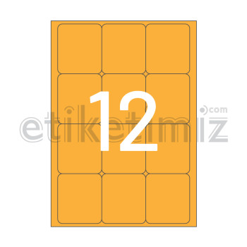 63.5x72 mm Yuvarlak Kenar Lazer Etiket Turuncu