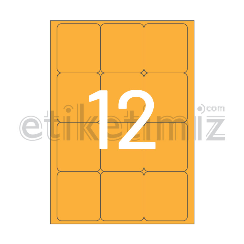 63.5x72 mm Yuvarlak Kenar Lazer Etiket Turuncu 63.5x72 mm Yuvarlak Kenar Lazer Etiket Turuncu