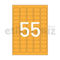 37x24 mm Yuvarlak Kenar Lazer Etiket Turuncu