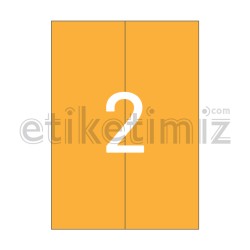 105x297 mm Düz Kenar Lazer Etiket Turuncu