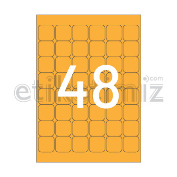 32x32 mm Yuvarlak Kenar Lazer Etiket Turuncu