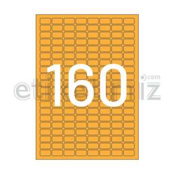 22x12 mm Yuvarlak Kenar Lazer Etiket Turuncu