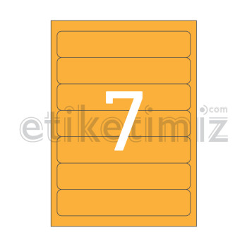 192.5x39 mm Yuvarlak Kenar Lazer Etiket Turuncu