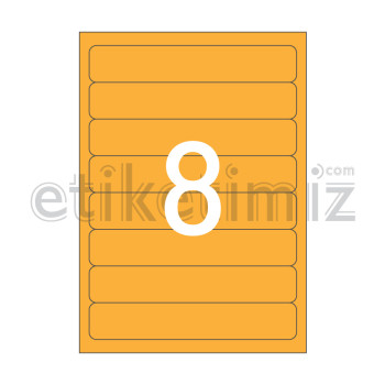 192x34 mm Yuvarlak Kenar Lazer Etiket Turuncu