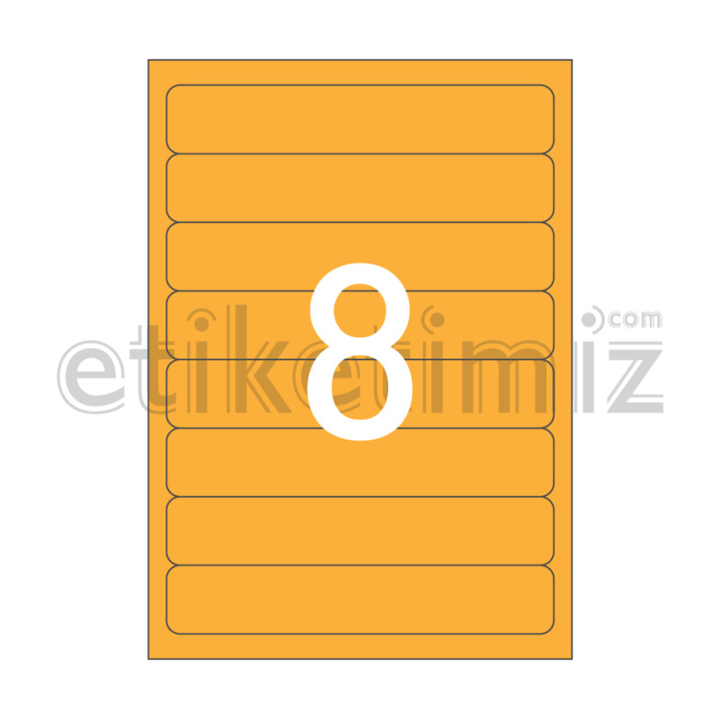 192x34 mm Yuvarlak Kenar Lazer Etiket Turuncu 192x34 mm Yuvarlak Kenar Lazer Etiket Turuncu