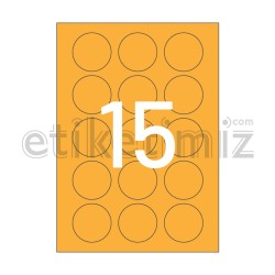 Ø50 mm Yuvarlak Kenar Lazer Etiket Turuncu