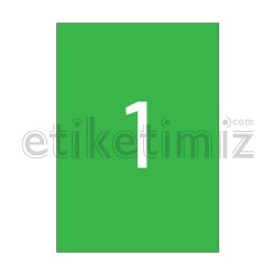 210x297 mm Düz Kenar Lazer Etiket Yeşil