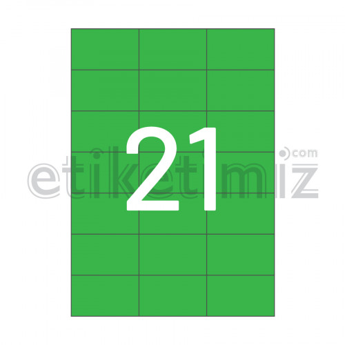 70x42.43 mm Düz Kenar Lazer Etiket Yeşil