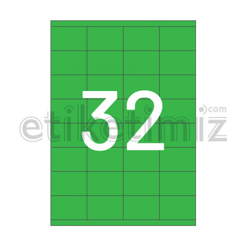 52.5x35 mm Düz Kenar Lazer Etiket Yeşil