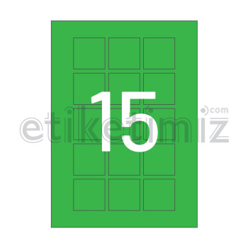 45x45 mm Düz Kenar Lazer Etiket Yeşil