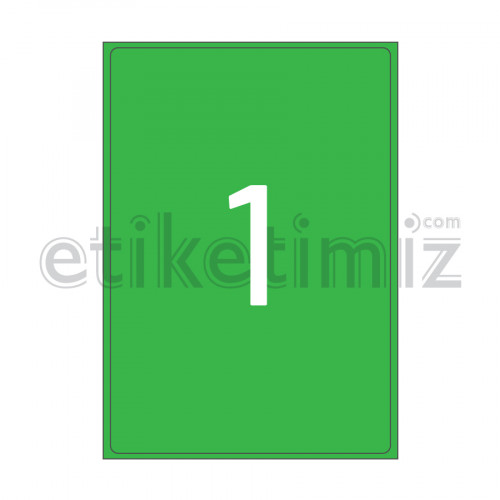 199.6x289 mm Yuvarlak Kenar Lazer Etiket Yeşil