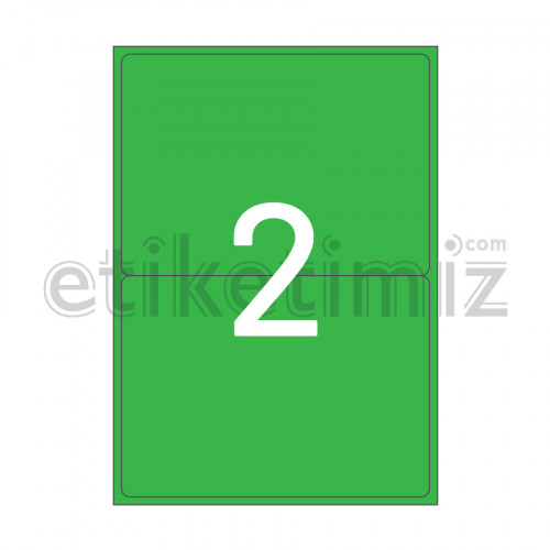 199.6x143.5 mm Yuvarlak Kenar Lazer Etiket Yeşil