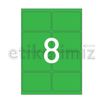 99.5x65.5 mm Yuvarlak Kenar Lazer Etiket Yeşil