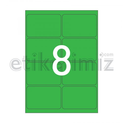 99.5x65.5 mm Yuvarlak Kenar Lazer Etiket Yeşil