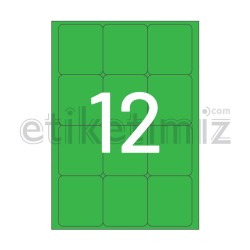 63.5x72 mm Yuvarlak Kenar Lazer Etiket Yeşil