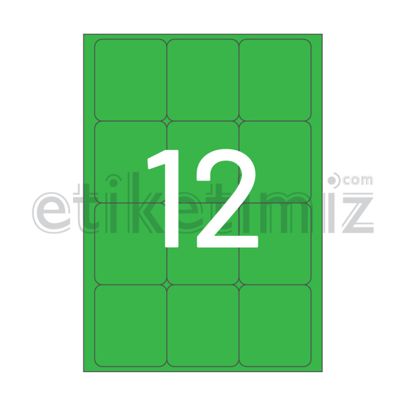 63.5x72 mm Yuvarlak Kenar Lazer Etiket Yeşil 63.5x72 mm Yuvarlak Kenar Lazer Etiket Yeşil