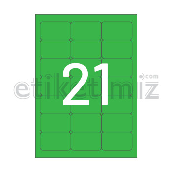 63.5x38.1 mm Yuvarlak Kenar Lazer Etiket Yeşil