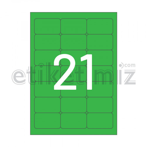 63.5x38.1 mm Yuvarlak Kenar Lazer Etiket Yeşil