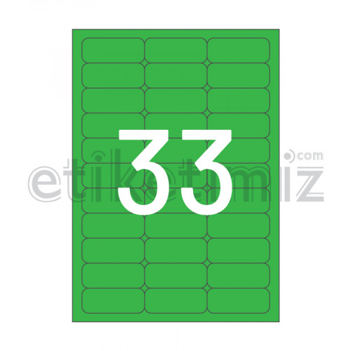 63.5x25.4 mm Yuvarlak Kenar Lazer Etiket Yeşil