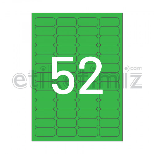46.4x21.2 mm Yuvarlak Kenar Lazer Etiket Yeşil